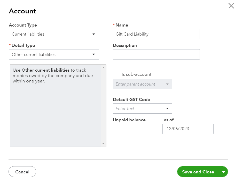 I've given gifts cards to friends. How do I enter these in Intuit as